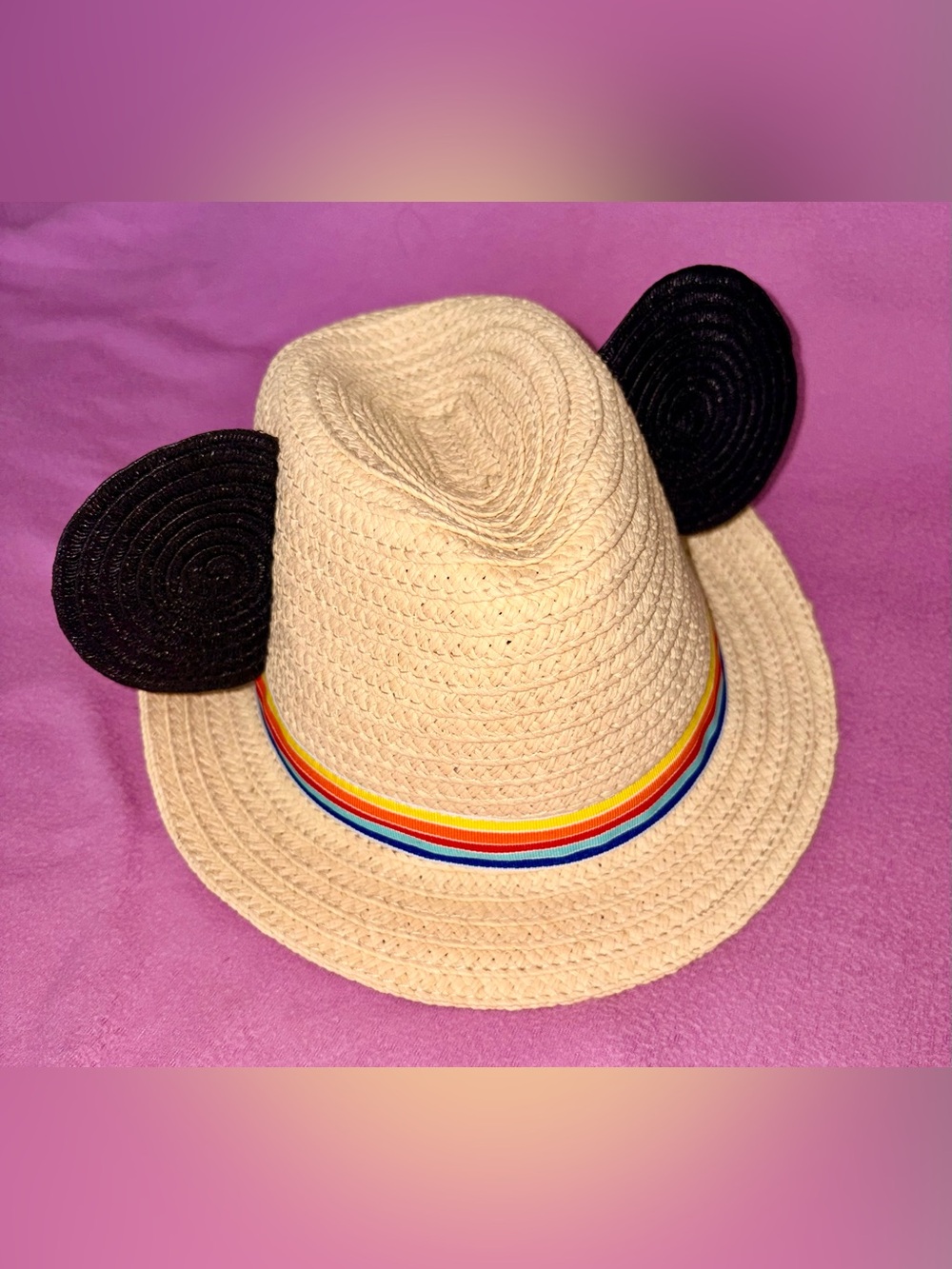 Hanna Anderson Disney Mickey
Ears Straw Sun Fedora Hat - Size M